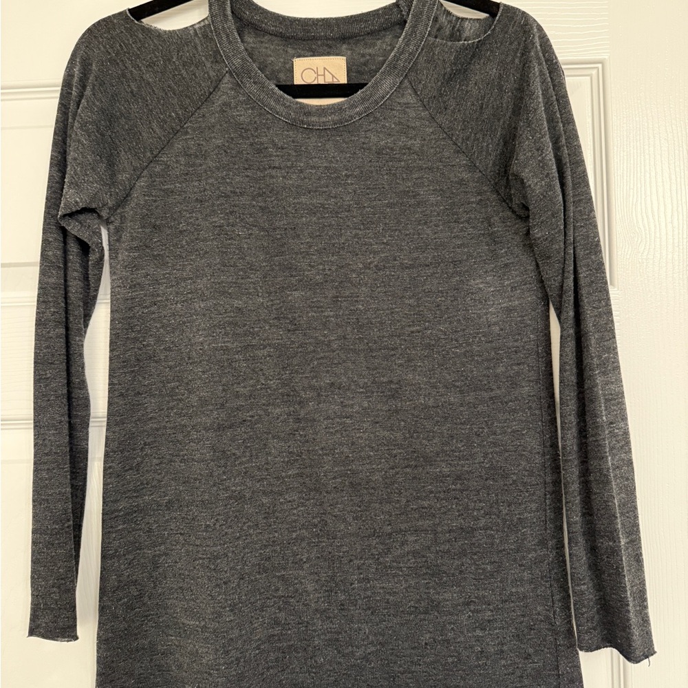 Chaser Charcoal Long Sleeve Cutout Top